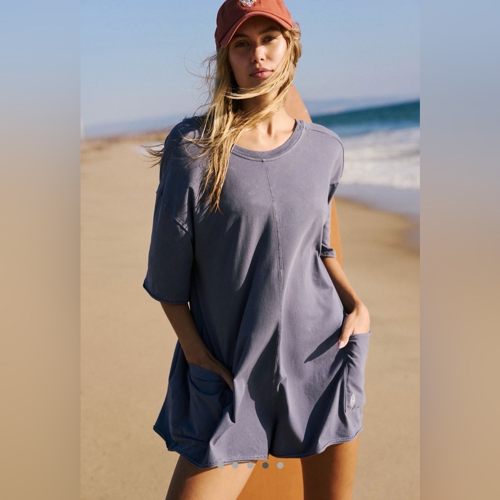 Free People Movement Hotshot Tee Romper Grey Size Small